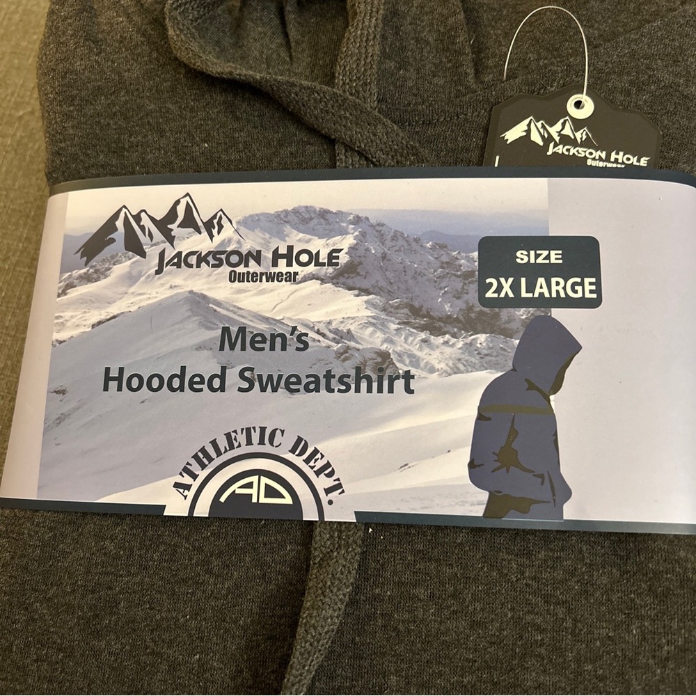New Jackson Hole Men’s Charcoal Gray Hooded Sweatshirt Size:2XL